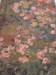 Photo1: 2W05z60  Japanese Kimono Silk  FABRIC Flowers Dark olive 63.0x14.2 (1)