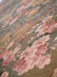 Photo4: 2W05z60  Japanese Kimono Silk  FABRIC Flowers Dark olive 63.0x14.2 (4)