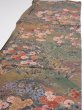 Photo3: 2W06z60  Japanese Kimono Silk  FABRIC Flowers Dark olive 62.2x14.2 (3)
