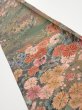 Photo1: 2W07z30  Japanese Kimono Silk  FABRIC Flowers Dark olive 55.1x7.3 (1)