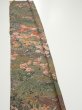 Photo3: 2W07z30  Japanese Kimono Silk  FABRIC Flowers Dark olive 55.1x7.3 (3)