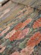 Photo4: 2W09z40  Japanese Kimono Silk  FABRIC Flowers Dark olive 76.4x6.7 (4)