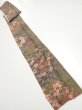 Photo5: 2W09z40  Japanese Kimono Silk  FABRIC Flowers Dark olive 76.4x6.7 (5)
