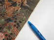 Photo6: 2W09z40  Japanese Kimono Silk  FABRIC Flowers Dark olive 76.4x6.7 (6)