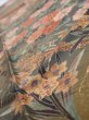 Photo5: 2W10z20  Japanese Kimono Silk  FABRIC Flowers Dark olive 35.0x6.7 (5)
