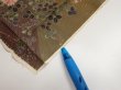 Photo6: 2W10z20  Japanese Kimono Silk  FABRIC Flowers Dark olive 35.0x6.7 (6)