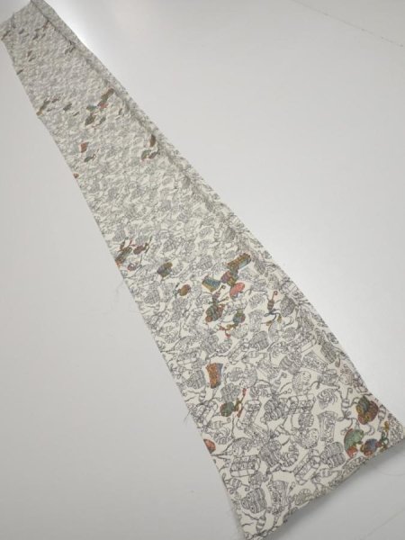 Photo4: 2W08z40  Japanese Kimono Silk  FABRIC Sea bream Off-white 60.6x7.3 (4)