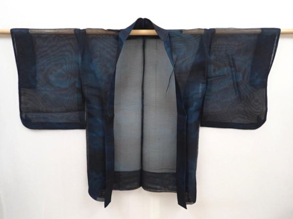 Photo6: 5822T02z210 Vintage Japanese Kimono Silk See through HAORI Cloud Black (6)