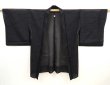 Photo2: 5822T03z310 Vintage Japanese Kimono Silk See through HAORI  Black (2)