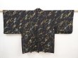 Photo1: 5822T04z780 Vintage Japanese Kimono Silk HAORI  Black (1)
