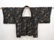 Photo4: 5822T04z780 Vintage Japanese Kimono Silk HAORI  Black (4)