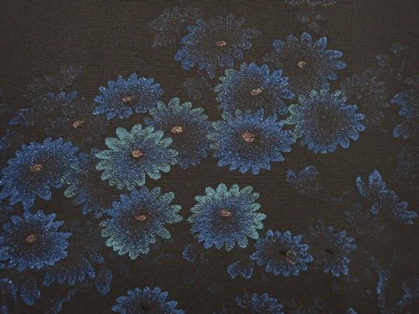 Photo4: 5822T05z530 Vintage Japanese Kimono Silk HAORI Chrysanthemum Black (4)