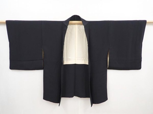 Photo5: 5822T05z530 Vintage Japanese Kimono Silk HAORI Chrysanthemum Black (5)