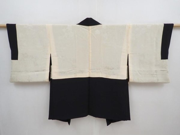 Photo7: 5822T05z530 Vintage Japanese Kimono Silk HAORI Chrysanthemum Black (7)