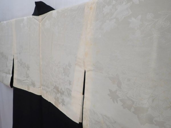 Photo8: 5822T05z530 Vintage Japanese Kimono Silk HAORI Chrysanthemum Black (8)