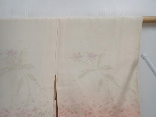 Photo5: 5822T06z540 Vintage Japanese Kimono Silk HAORI Flower Off-white (5)