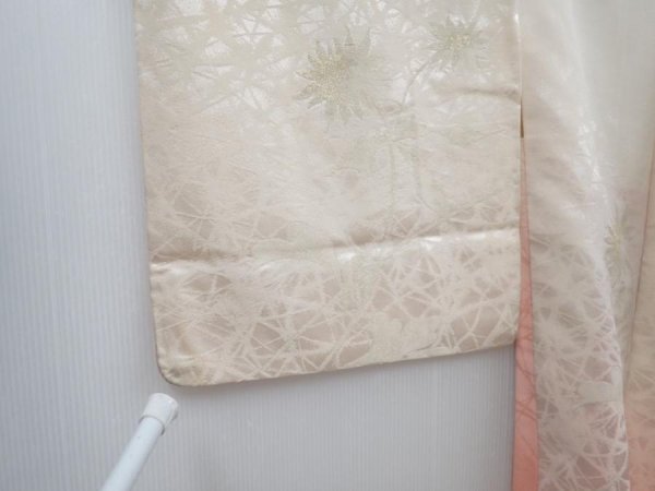 Photo7: 5822T06z540 Vintage Japanese Kimono Silk HAORI Flower Off-white (7)