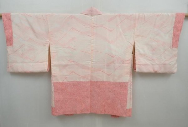 Photo6: 5822T07z530 Vintage Japanese Kimono Silk SHIBORI HAORI Flowers Pink (6)