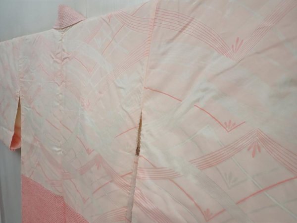 Photo7: 5822T07z530 Vintage Japanese Kimono Silk SHIBORI HAORI Flowers Pink (7)