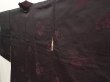 Photo2: 5822T08z500 Vintage Japanese Kimono Silk LONG HAORI Flowers Dark grape (2)