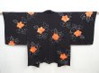 Photo1: 5822T09z560 Vintage Japanese Kimono Silk HAORI Flower Black (1)