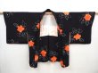 Photo5: 5822T09z560 Vintage Japanese Kimono Silk HAORI Flower Black (5)