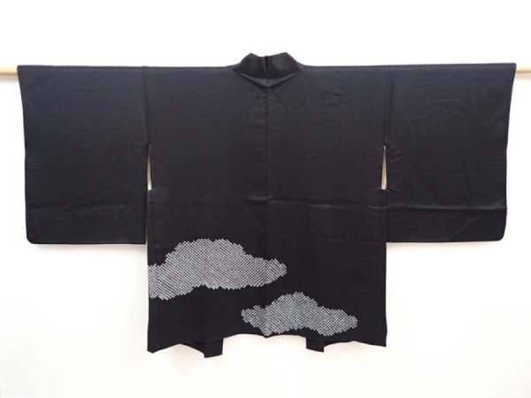 Photo1: 5822T10z540 Vintage Japanese Kimono Silk HAORI Cloud Black (1)