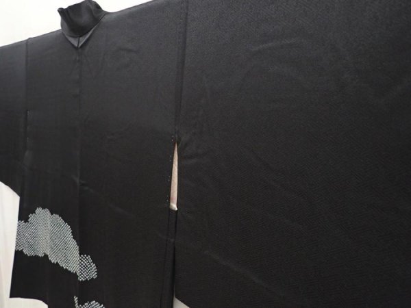 Photo2: 5822T10z540 Vintage Japanese Kimono Silk HAORI Cloud Black (2)