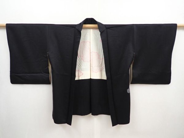 Photo5: 5822T10z540 Vintage Japanese Kimono Silk HAORI Cloud Black (5)