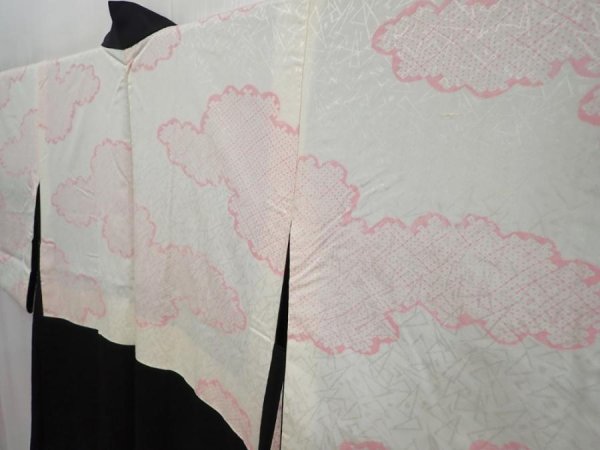 Photo7: 5822T10z540 Vintage Japanese Kimono Silk HAORI Cloud Black (7)