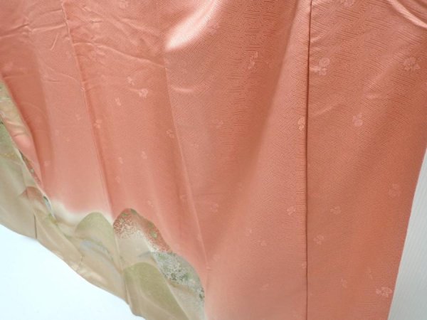 Photo4: 5822T11z990  Japanese Kimono Silk TSUKESAGE Camellia Dark coral (4)