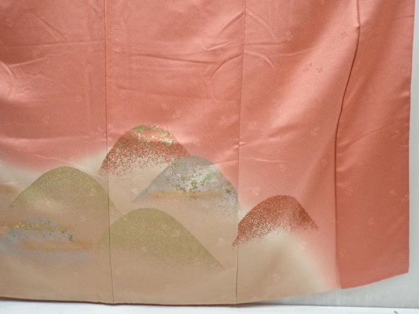 Photo7: 5822T11z990  Japanese Kimono Silk TSUKESAGE Camellia Dark coral (7)