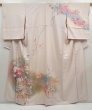 Photo1: 5822T12z1050  Japanese Kimono Silk TSUKESAGE Flowers Light gray (1)