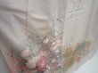 Photo3: 5822T12z1050  Japanese Kimono Silk TSUKESAGE Flowers Light gray (3)