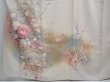 Photo5: 5822T12z1050  Japanese Kimono Silk TSUKESAGE Flowers Light gray (5)