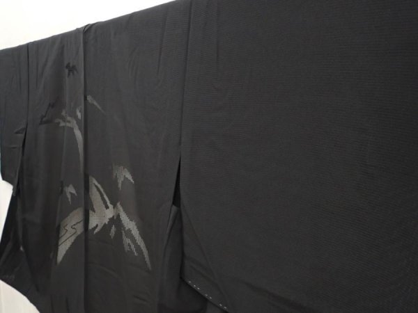 Photo2: 5906T01z320 Vintage Japanese Kimono Silk See through HAORI River Black (2)