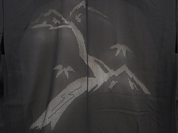 Photo3: 5906T01z320 Vintage Japanese Kimono Silk See through HAORI River Black (3)