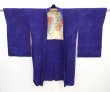 Photo1: 5906T03z500 Vintage Japanese Kimono Silk HAORI Dark lavender blue (1)