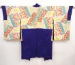 Photo2: 5906T03z500 Vintage Japanese Kimono Silk HAORI Dark lavender blue (2)