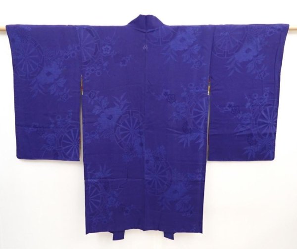 Photo4: 5906T03z500 Vintage Japanese Kimono Silk HAORI Dark lavender blue (4)