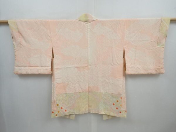 Photo6: 5906T05z450 Vintage Japanese Kimono Silk SHIBORI HAORI  Light yellow (6)
