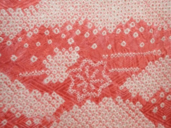 Photo4: 5906T06z580 Vintage Japanese Kimono Silk SHIBORI HAORI Maple Red-Pink (4)