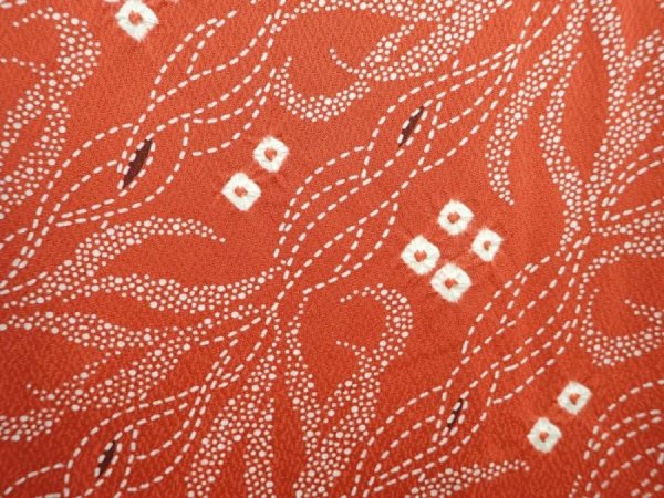 Photo4: 5906T08z590 Vintage Japanese Kimono Silk HAORI  Orange-Red (4)