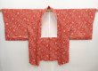Photo5: 5906T08z590 Vintage Japanese Kimono Silk HAORI  Orange-Red (5)