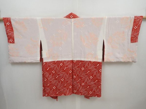 Photo6: 5906T08z590 Vintage Japanese Kimono Silk HAORI  Orange-Red (6)