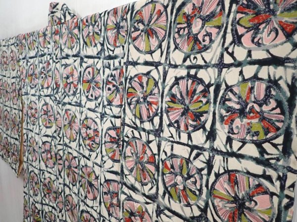 Photo2: 5906T09z520 Vintage Japanese Kimono Silk HAORI  Off-white (2)