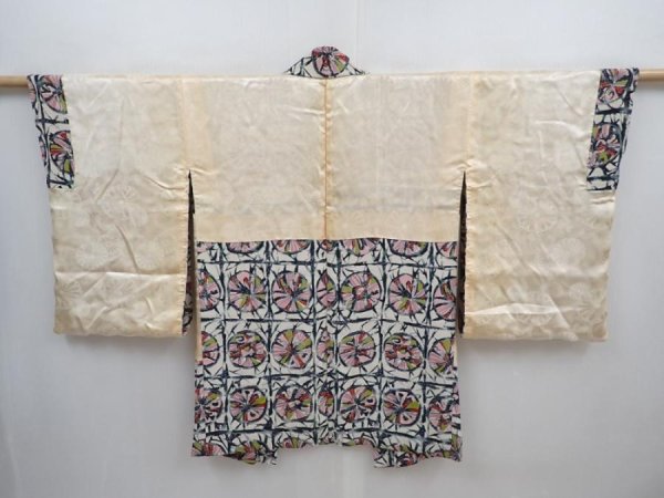 Photo6: 5906T09z520 Vintage Japanese Kimono Silk HAORI  Off-white (6)