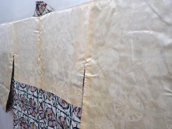 Photo7: 5906T09z520 Vintage Japanese Kimono Silk HAORI  Off-white (7)