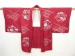 Photo5: 5906T10z450 Vintage Japanese Kimono Silk HAORI Flowers Wine red (5)