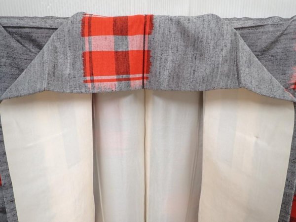 Photo7: 5906T13z860 Vintage Japanese Kimono Silk TSUMUGI  Gray (7)